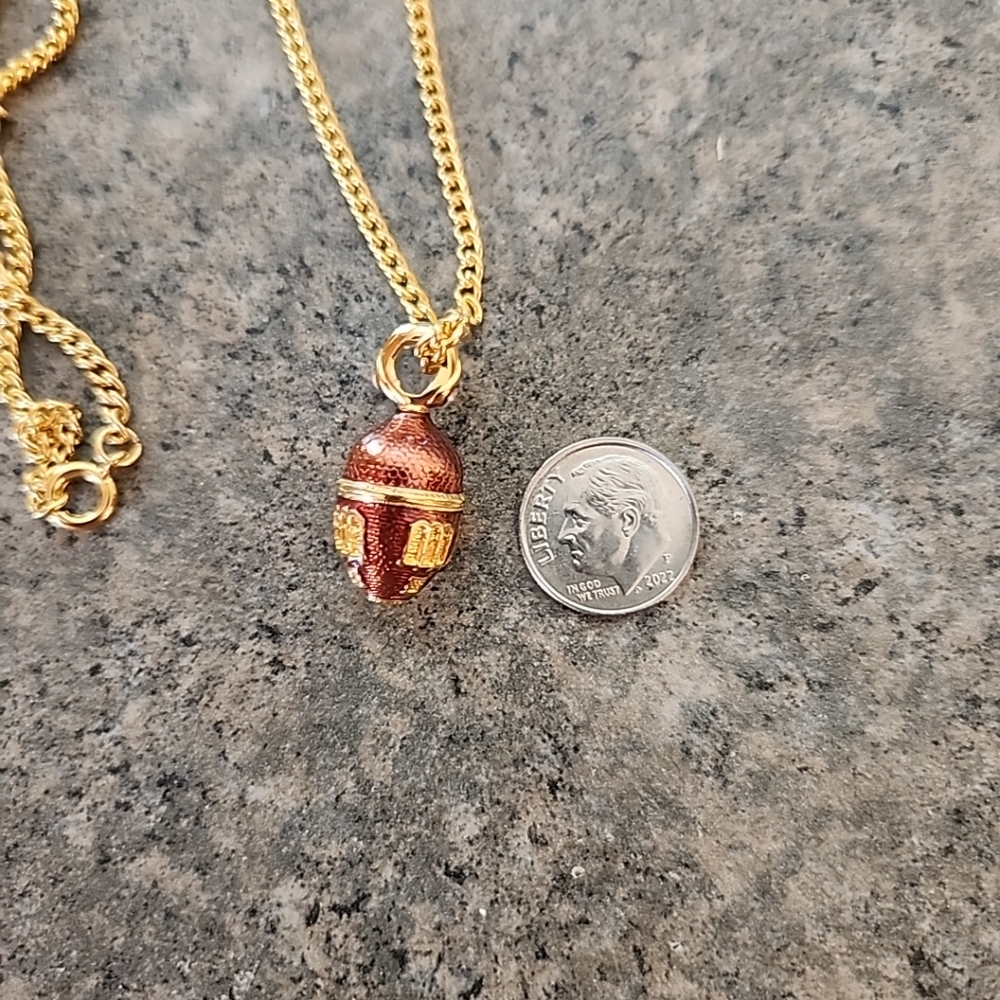 Vintage 90s Edgar Berebi Limited Edition Miniature Faberge Egg Pendant Necklace - Picture 4 of 6